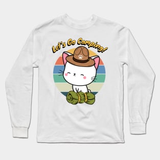 Cute Angora Cat Wants to go Camping Long Sleeve T-Shirt